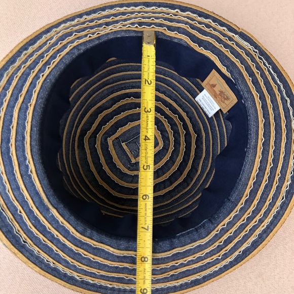 Tropical Trends Navy Tan Stripes Women’s Versatile Hat One Size - Picture 14 of 14